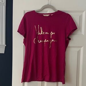 Classic Ted Baker London “Wake me up for Champagne” Magenta Tee